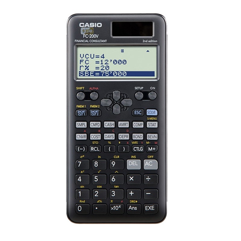 Casio/卡西欧FC-200V 金融理财专业考试计算器财务计算机太阳能